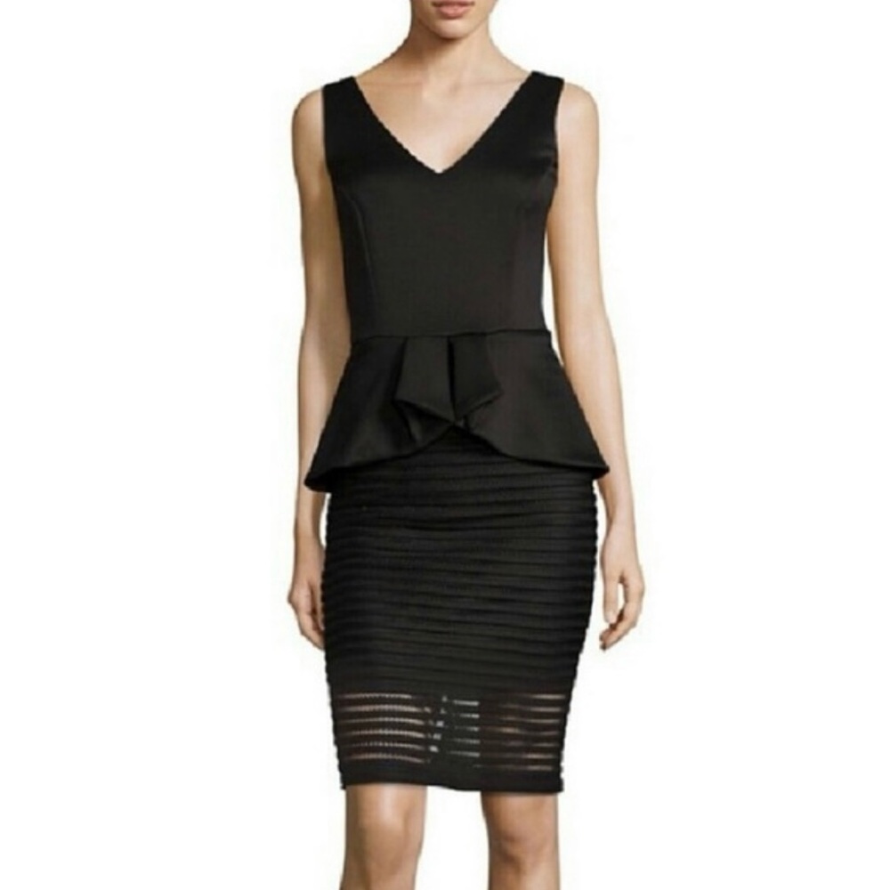 Bisou Bisou Black Peplum Lined Dress Size 10 🌸